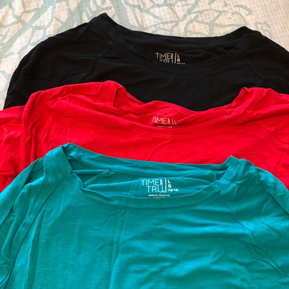 Size L Bundle of 3 Time and Tru long sleeve scoop neck t-shirts